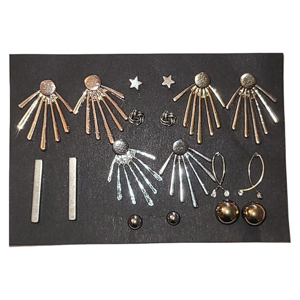 9 Pairs Mixed Metal Vintage & Modern Post Stud‎ Earrings